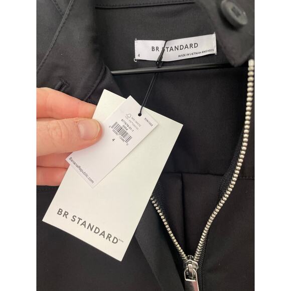 NWT Banana Republic Black Utility Shirt Dress Size 4 Zip Front Mini Long Sleeve - Picture 9 of 10